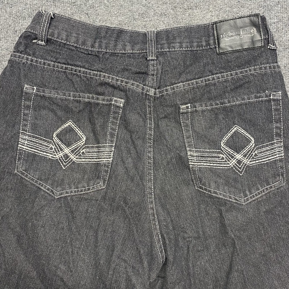 Y2K Urban Culture Jean Shorts Mens 34 Baggy Skate Jorts Black Denim Hip Hop